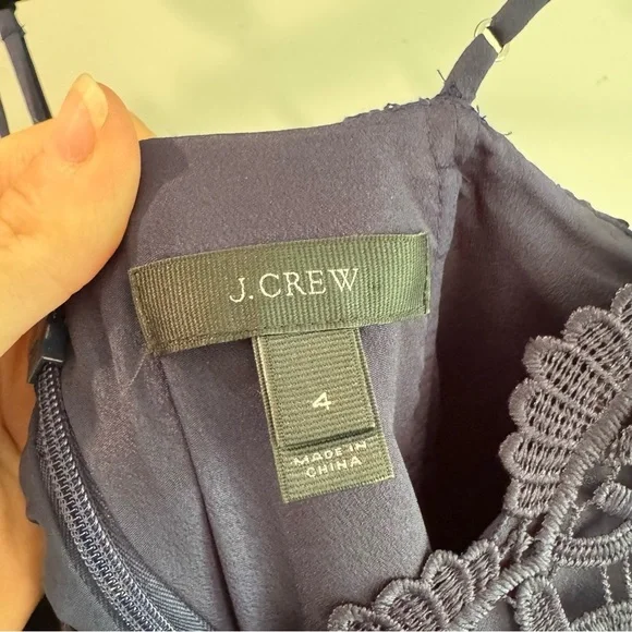 J Crew‎ Navy Blue Guipure Lace Midi Dress Size 4 - Picture 6 of 11